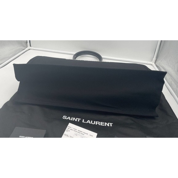 $1990 NEW YSL Saint Laurent LARGE Rive Gauche Black Summer Linen Tote Beach Bag - Picture 7 of 12